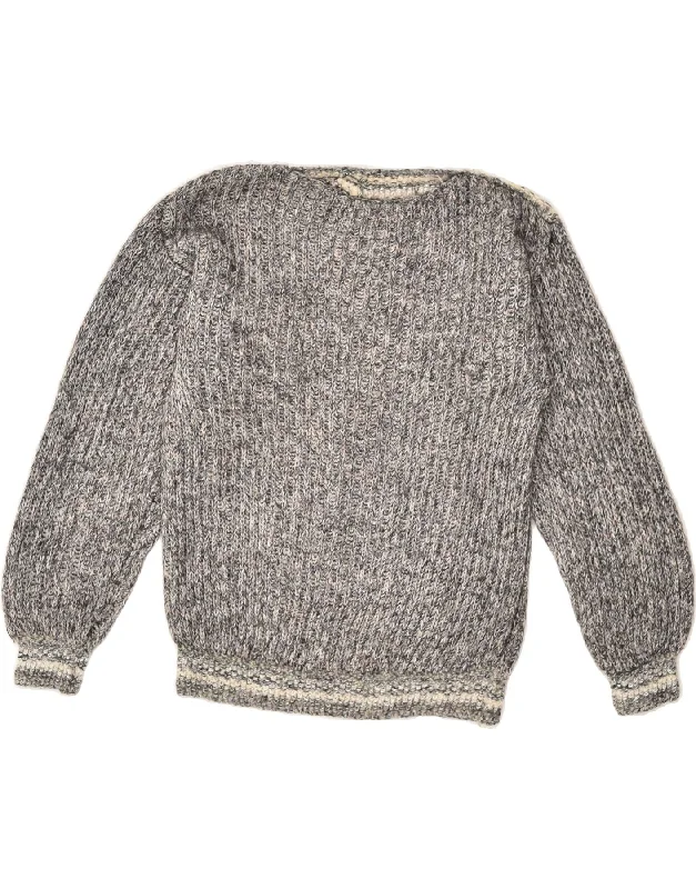 Crazy Savings VINTAGE Womens Boat Neck Jumper Sweater UK 14 Large Grey Flecked