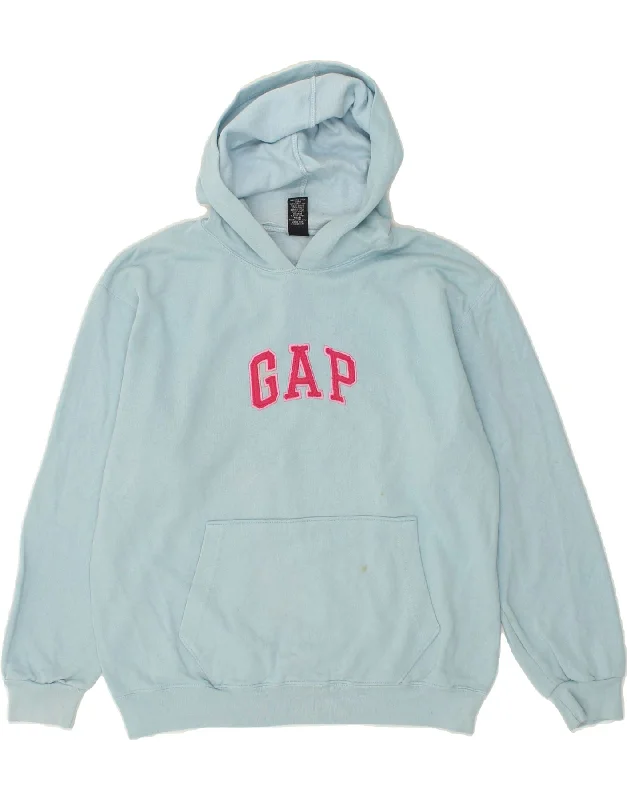 Overstock Sale GAP Womens Graphic Hoodie Jumper UK 16 Large Blue Cotton