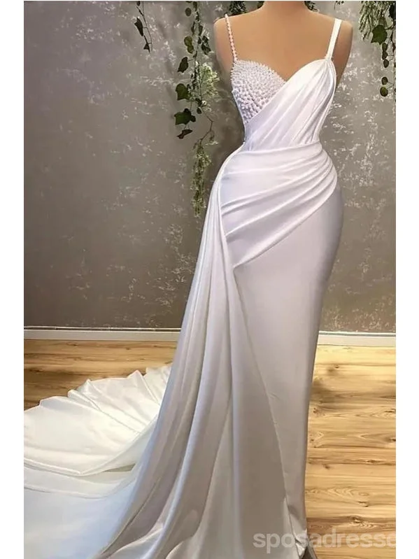 Limited Time Simple White Sheath Spaghetti Straps Cheap Long Prom Dresses,13037