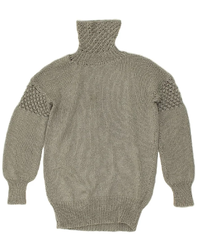 Crazy Savings VINTAGE Womens Roll Neck Jumper Sweater UK 14 Large Grey