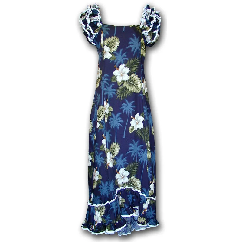Loyalty Reward Kilauea Blue Ruffle Shoulder Muumuu
