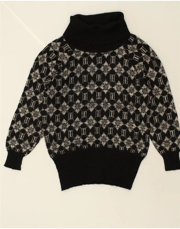 Epic Deals VINTAGE Womens Oversized Roll Neck Jumper Sweater UK 10 Small Black