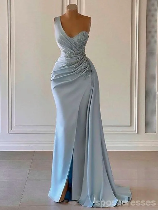 Discount Deals Sexy Blue Mermaid One Shoulder High Slit Cheap Long Prom Dresses,13020 Discount Deals Sexy Blue Mermaid One Shoulder High Slit Cheap Long Prom Dresses,13020