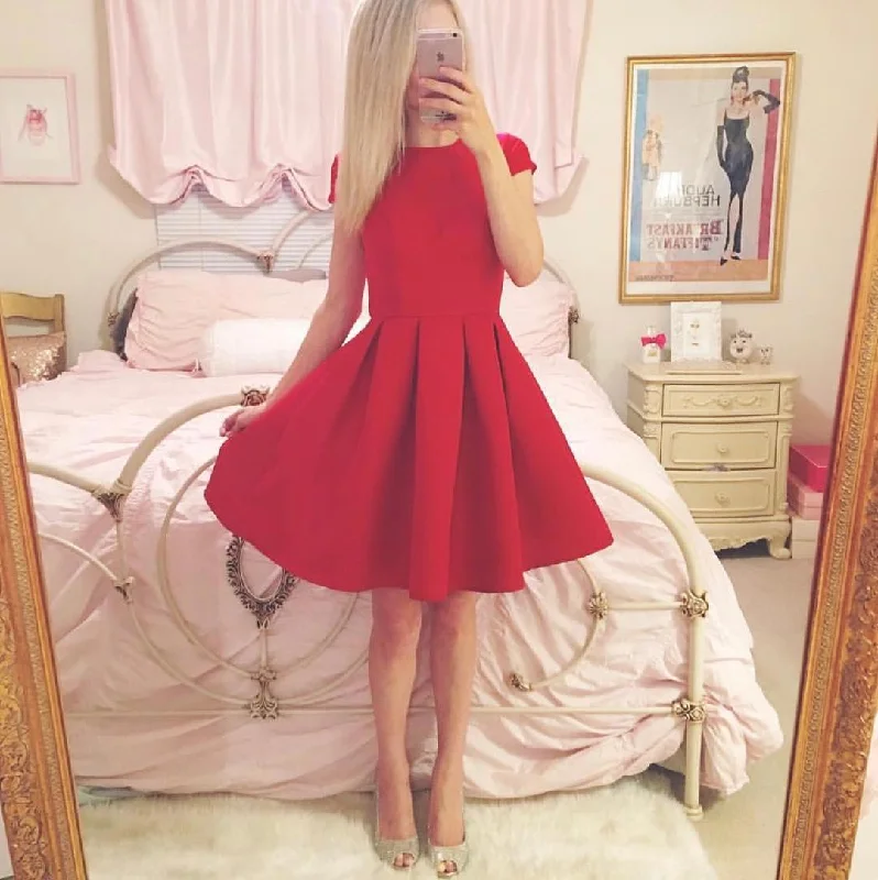 Quick Sale Siaoryne SP004 Simple Satin Short Homecoming Dress Cap Sleeves Semi Formal Midi Gowns Quick Sale Siaoryne SP004 Simple Satin Short Homecoming Dress Cap Sleeves Semi Formal Midi Gowns
