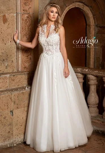 Price Cut Adagio Bridal W9312 size 12, 18 Sheer Bodice Crystal Wedding Dress High Neck Ballgown Price Cut Adagio Bridal W9312 size 12, 18 Sheer Bodice Crystal Wedding Dress High Neck Ballgown