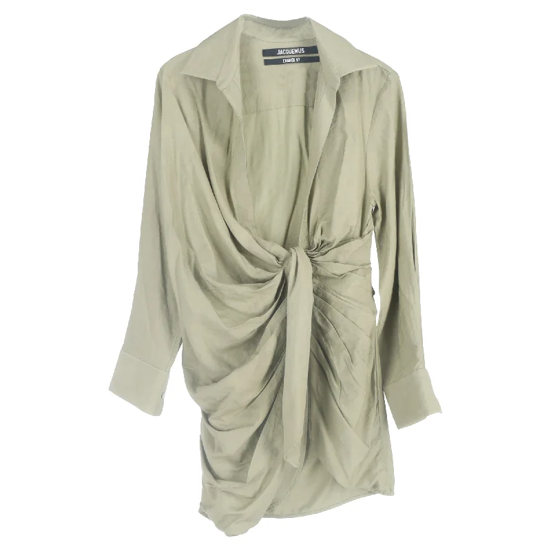 Today’s Deal Jacquemus La Robe Bahia Tie-Detail Mini Dress in Green Viscose