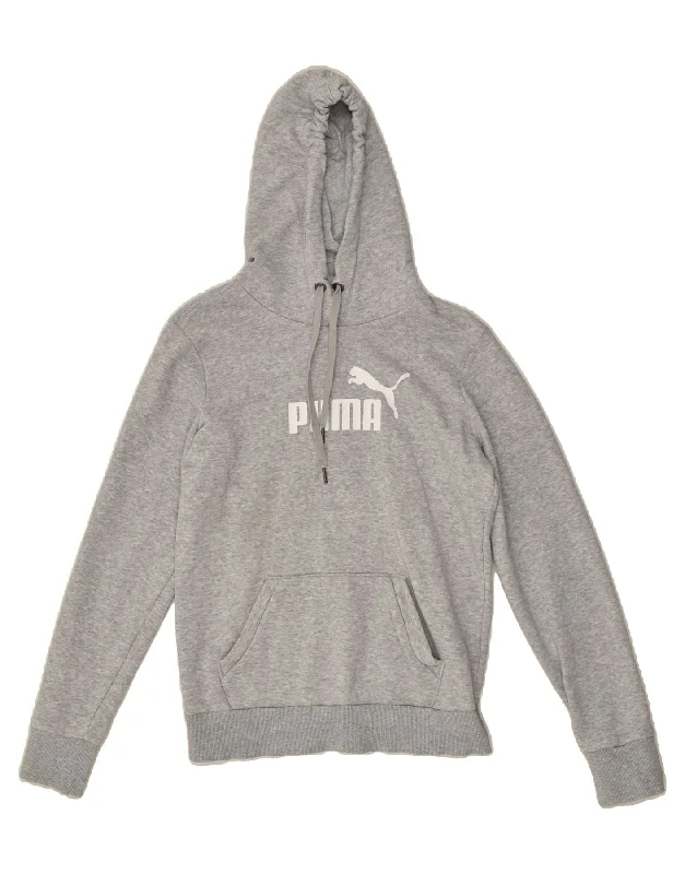 Members Only PUMA Womens Graphic Hoodie Jumper UK 10 Small Grey