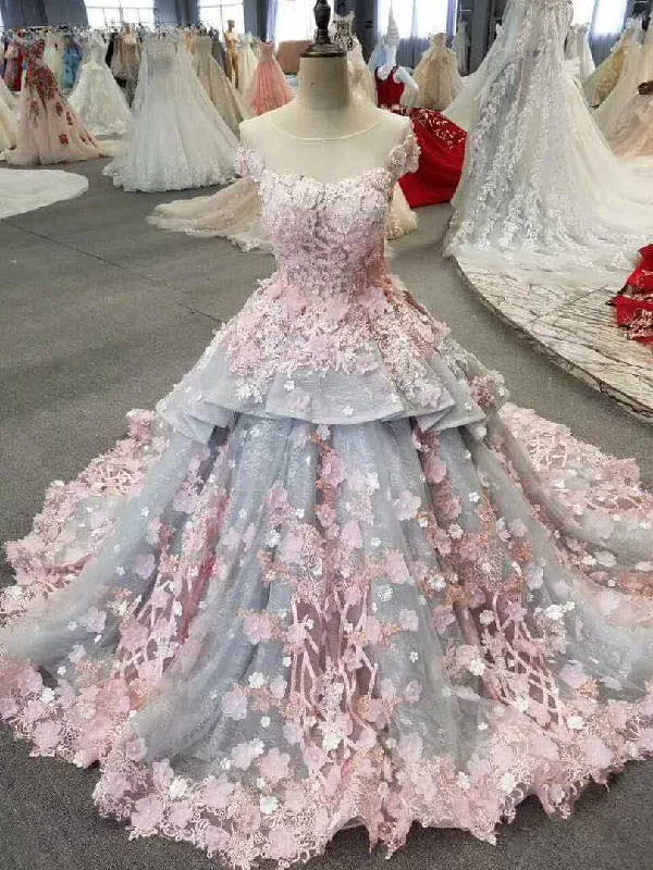 Special Price Pink grey wedding dress