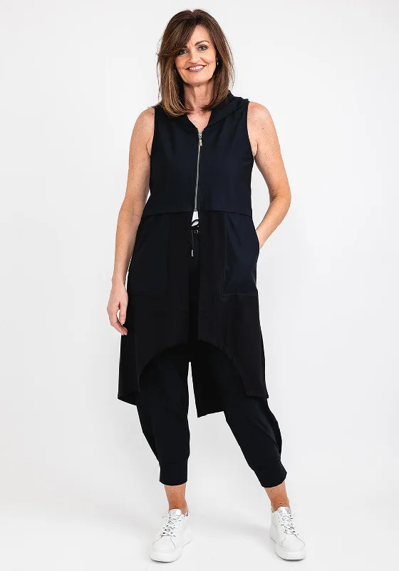 Friends and Family Sale Naya Contrast Panel Long Gilet, Black