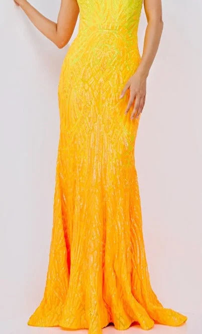 Big Discounts Jovani 06469 Size 4 Yellow Sequin One Shoulder Mermaid Prom Dress