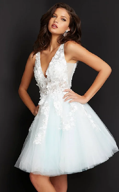 Midnight Madness Jovani 63987 Floral Appliqués Homecoming Dress Prom Dress Tulle Floral Cocktail Gown Midnight Madness Jovani 63987 Floral Appliqués Homecoming Dress Prom Dress Tulle Floral Cocktail Gown