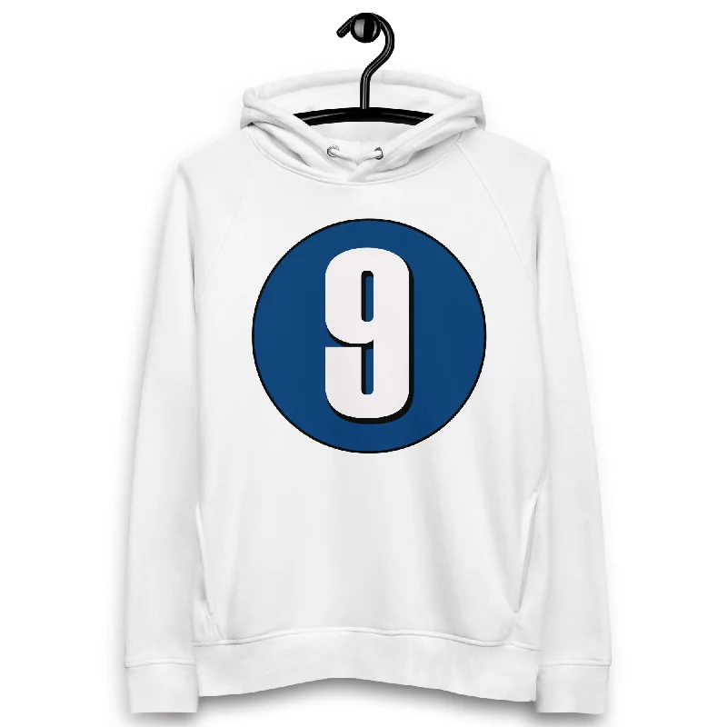 Midnight Madness Unisex pullover hoodie: White on Navy Blue 9