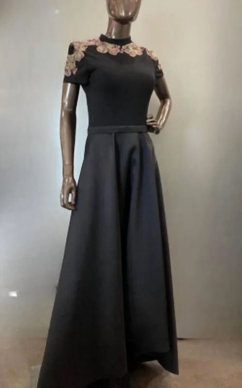 Deal of the Day Ieena For Mac Duggal Short Sleeve Hi Low Dress In Black