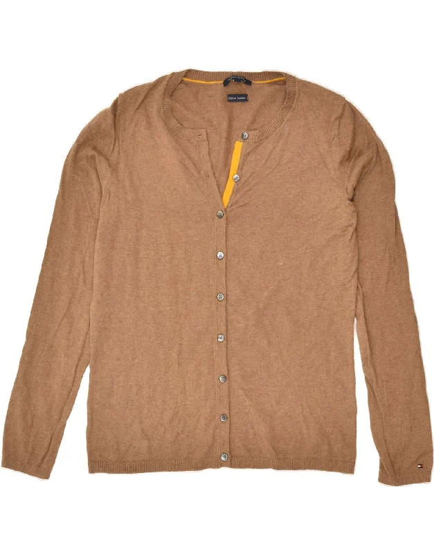Don't Miss TOMMY HILFIGER Womens Cardigan Sweater UK 14 Large Brown Cotton