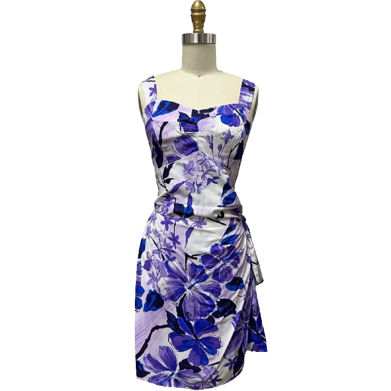 Get It Before It’s Gone Watercolor Hibiscus Purple Sarong Dress