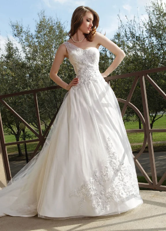 Blowout Deals Davinci Bridal 50153 Size 12 A Line Tulle Ballgown Wedding Dress Lace One Shoulder Train Blowout Deals Davinci Bridal 50153 Size 12 A Line Tulle Ballgown Wedding Dress Lace One Shoulder Train