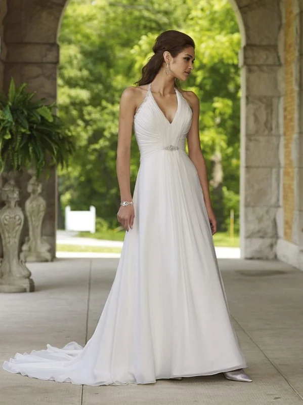 Deal of the Week Mon Cheri 110209 Size 22W Long A Line Halter Wedding Dress Bridal Gown Greek Goddess Deal of the Week Mon Cheri 110209 Size 22W Long A Line Halter Wedding Dress Bridal Gown Greek Goddess