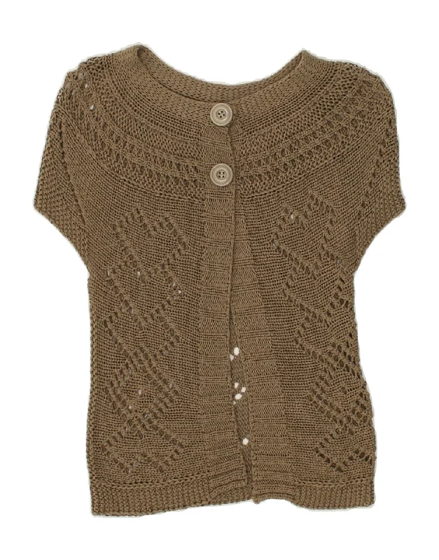 Seasonal Clearance VINTAGE Womens Short Sleeve Cardigan Sweater UK 8 Small Brown Cotton Seasonal Clearance VINTAGE Womens Short Sleeve Cardigan Sweater UK 8 Small Brown Cotton