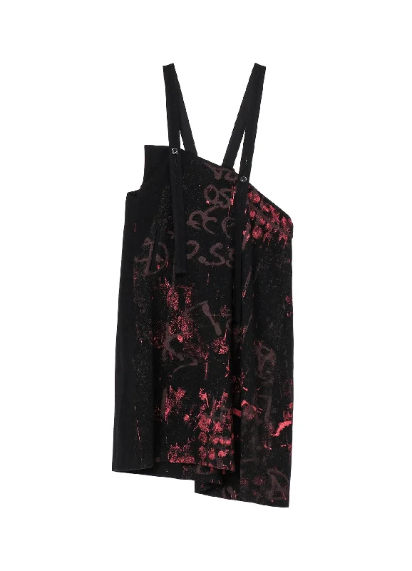 Steals and Deals WOOL FLANNEL SCRIBBLE PATTERN SHOULDER STRAP DRESS
