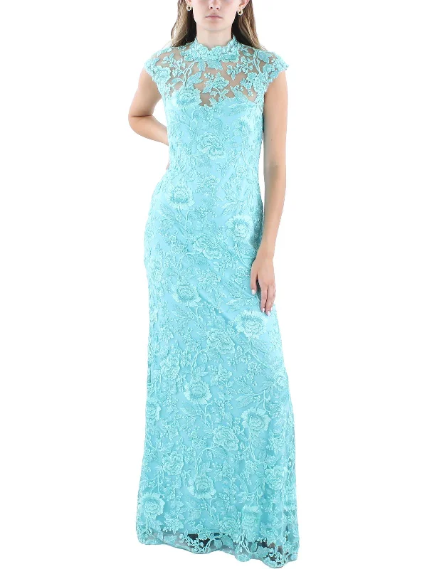 Final Sale Womens Lace Embroidered Evening Dress
