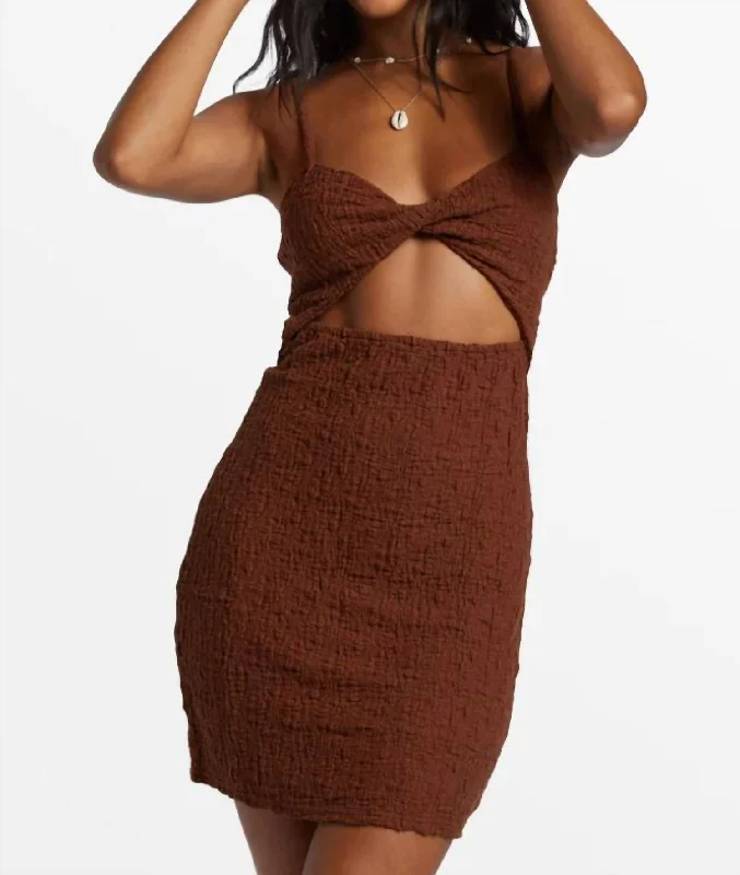 Steals and Deals Flower Hour Mini Dress In Toasted Coconut