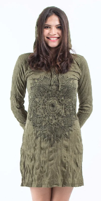 Huge Discounts Sure Design Womens Lotus Mandala Hoodie Dress Green