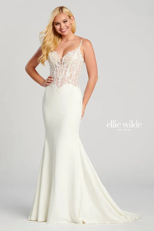 Shop and Save Ellie Wilde EW120084 Size 00 Long Fitted Ivory Wedding Dress