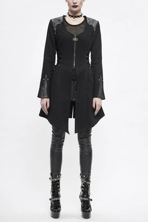 Great Deals Black Hat Removable Slim Long Womens Gothic Coat