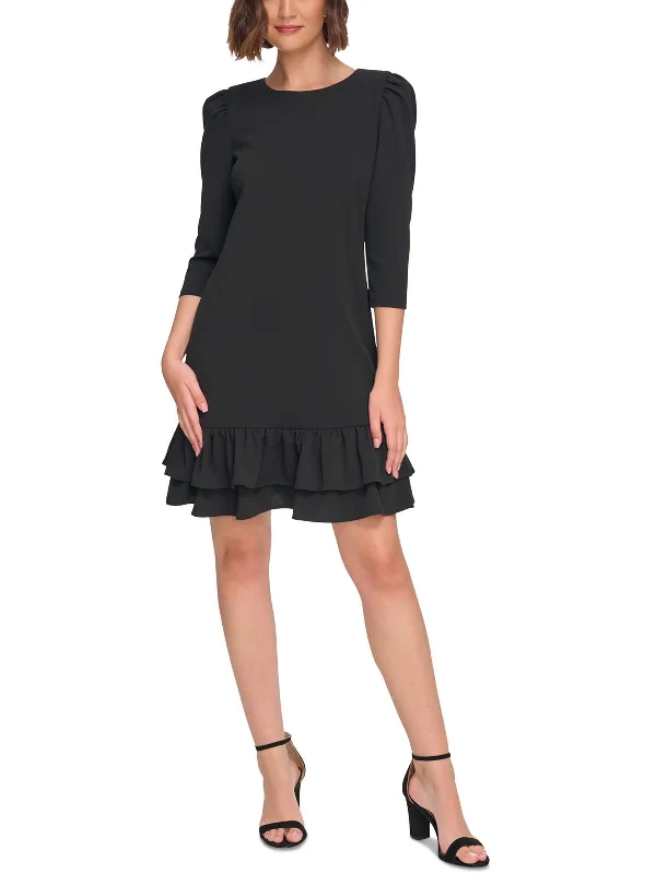Low Prices Petites Womens Ruffled Sheath Sheath Dress