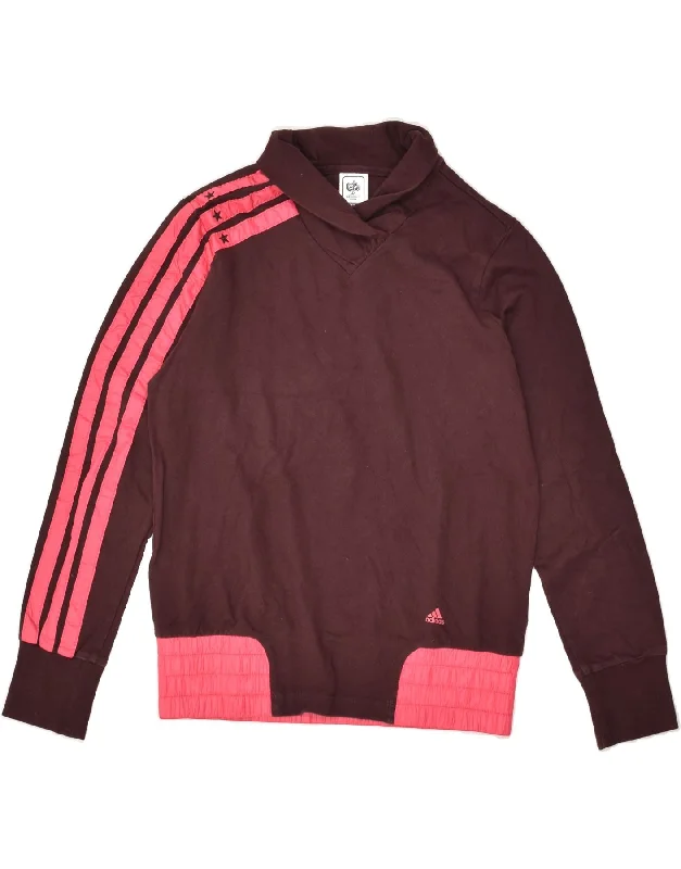 New Deals ADIDAS Womens Shawl Neck Sweatshirt Jumper UK 14 Large Maroon Cotton
