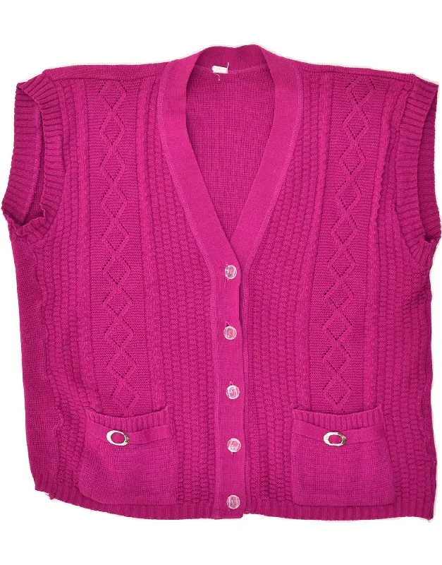 Savings Galore VINTAGE Womens Sleeveless Cardigan Sweater UK 16 Large Pink