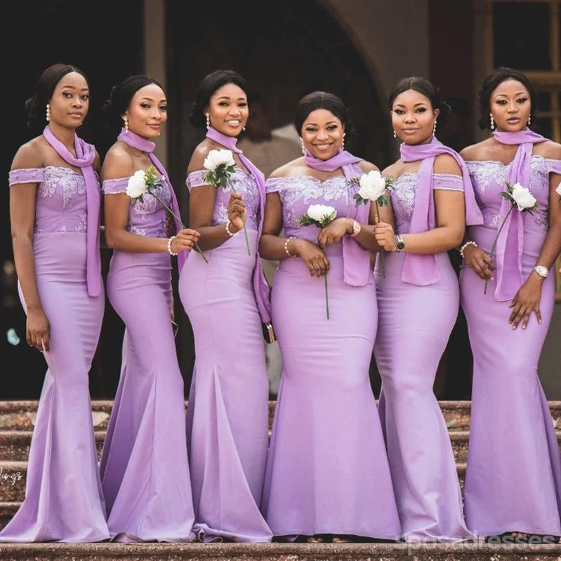 Super Savings Purple Mermaid Off Shoulder Cheap Long Bridesmaid Dresses,WG1674