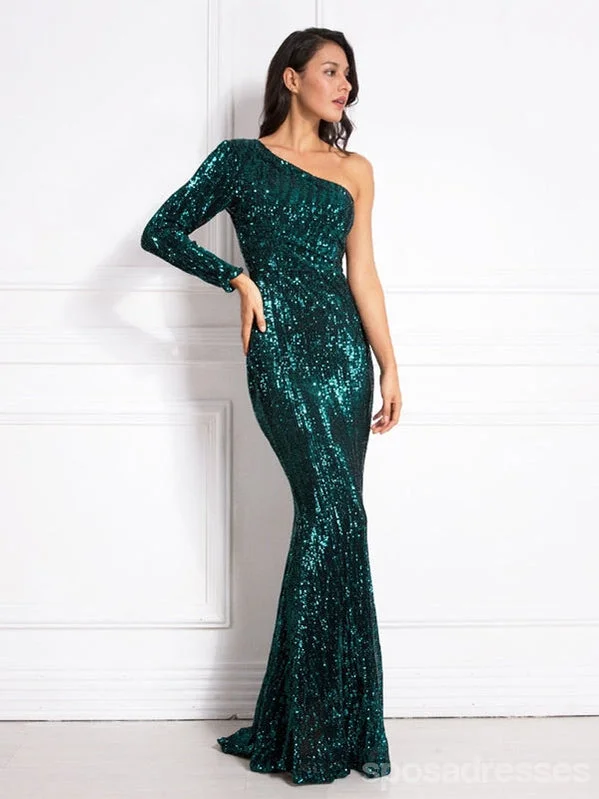 Sale Event Green Mermaid Long Sleeves One Shoulder Cheap Prom Dresses Online,12967 Sale Event Green Mermaid Long Sleeves One Shoulder Cheap Prom Dresses Online,12967