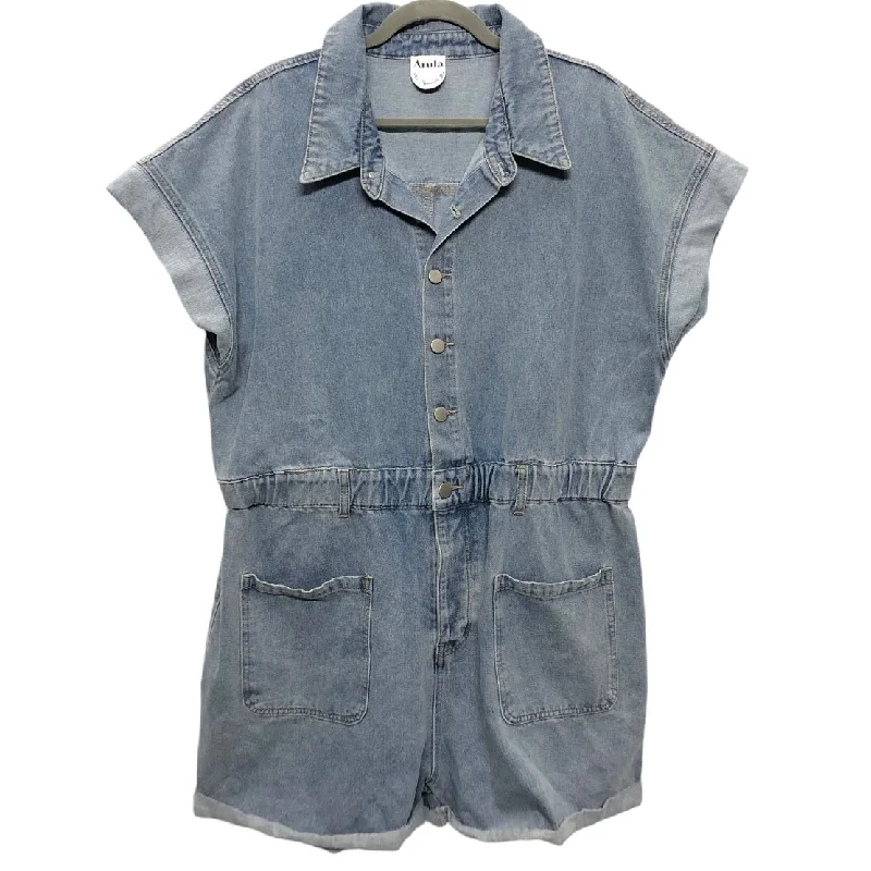 Low Prices Romper By Clothes Mentor In Blue Denim, Size: 1x