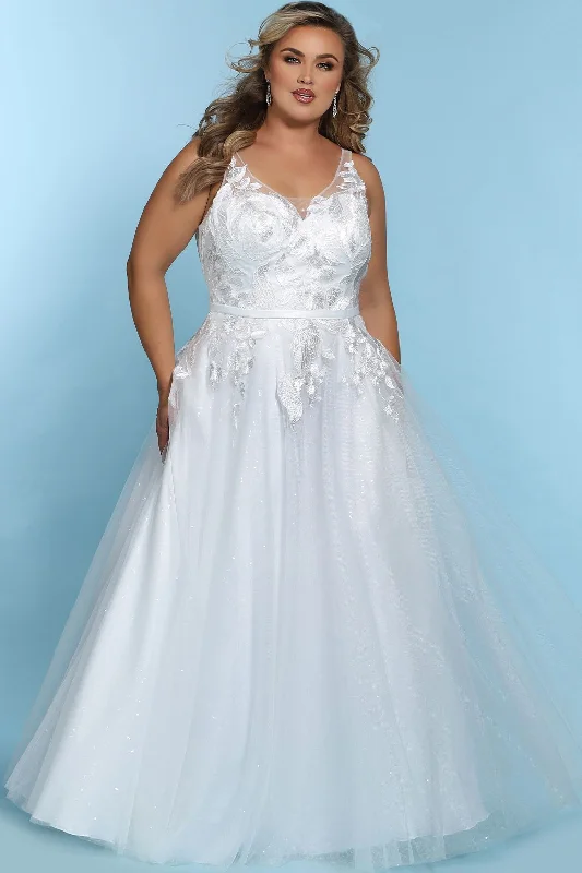 Lowest Price Sydney's Closet SC5243 V neckline A line wedding dress plus sized sequin tulle SC 5243 Celine Lowest Price Sydney's Closet SC5243 V neckline A line wedding dress plus sized sequin tulle SC 5243 Celine