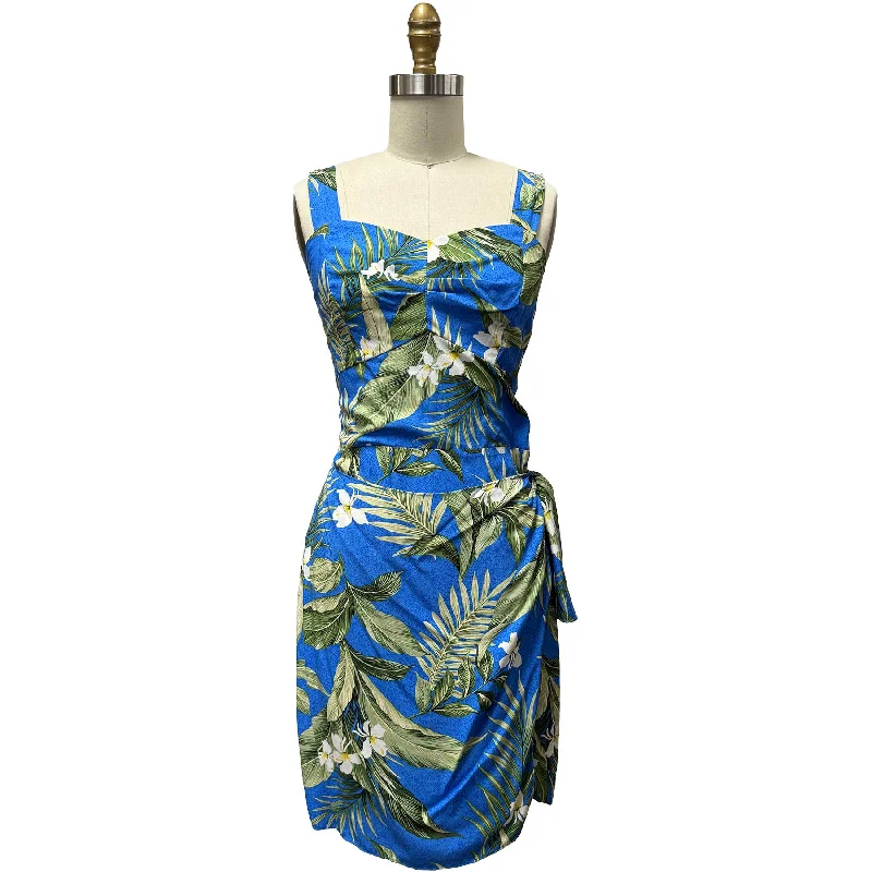 Special Promotion White Ginger Blue Sarong Dress
