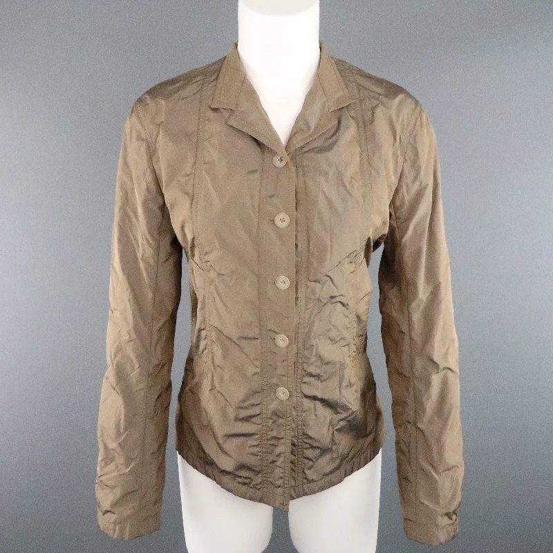 Bargain Bin JIL SANDER Size 4 Taupe Iridescent Wrinkled Taffeta Jacket