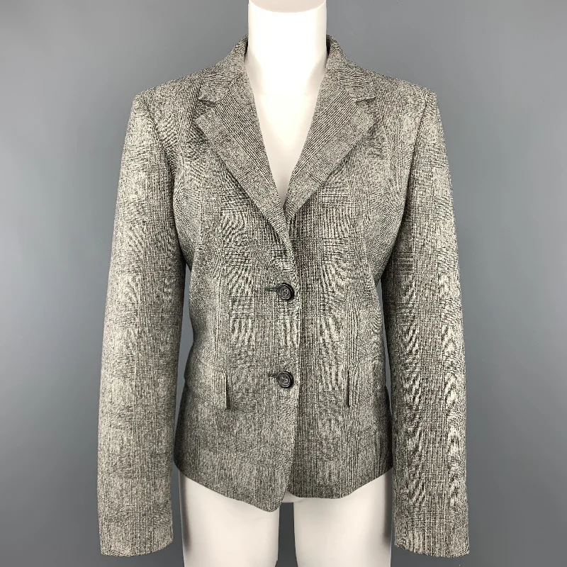 Limited Stock MAX MARA Size 10 Grey Glenplaid Virgin Wool Cashmere Blazer