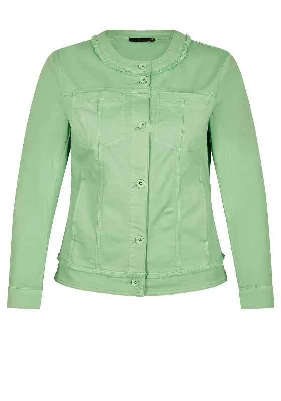 Mega Deal Rabe Round Neck Short Jacket, Pistachio Green