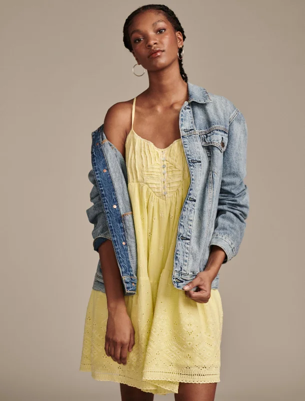Extra Discounts Lucky Brand Women's Pintuck Bodice Tiered Mini Dress