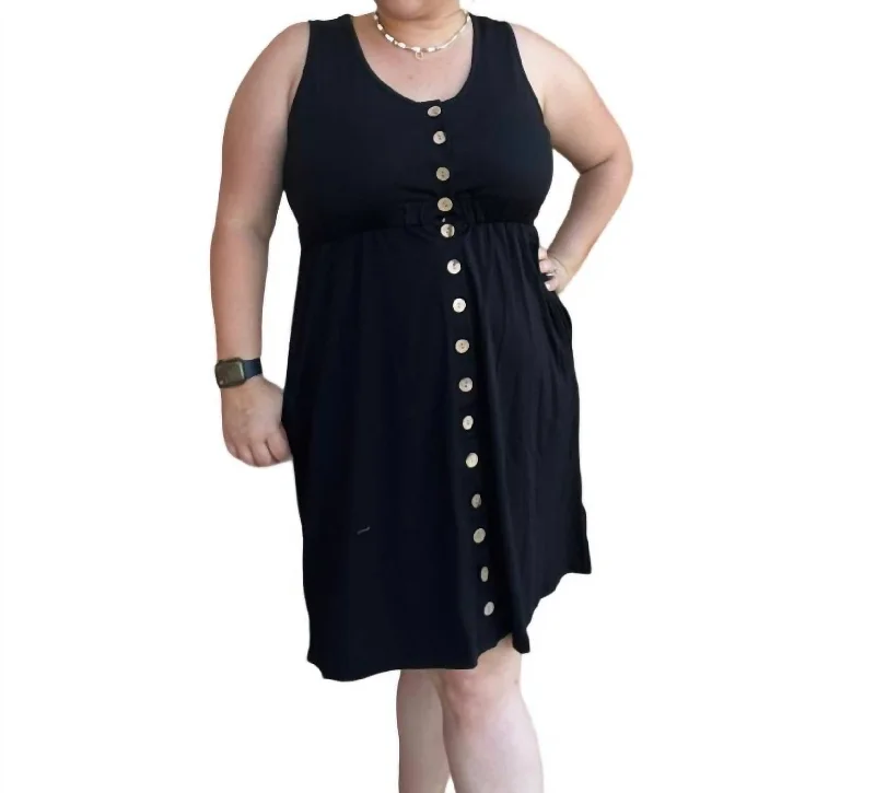 Huge Savings Sleeveless Dress In Black