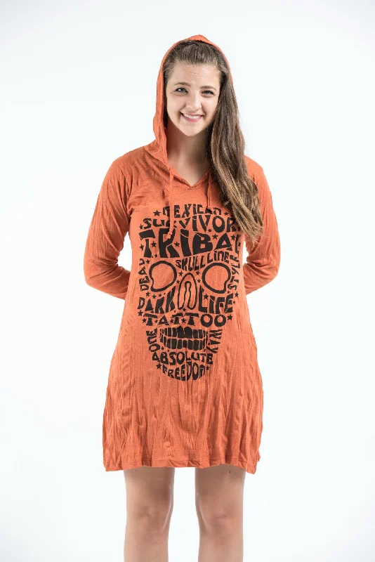 Deal Frenzy Sure Design Women's Tribal Skull Hoodie Dress Orange