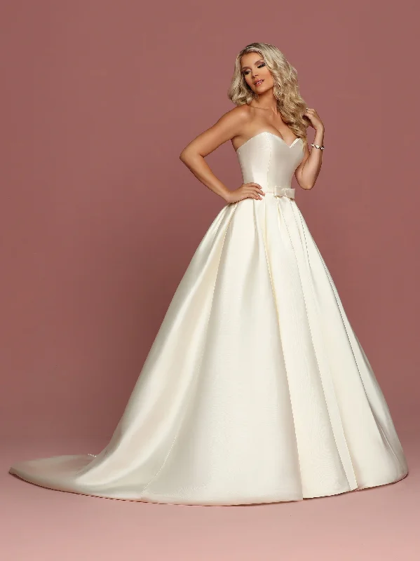 Online Exclusive Davinci Bridal 50494 Mikado Pleated Ballgown Wedding Dress Pockets Buttons Train