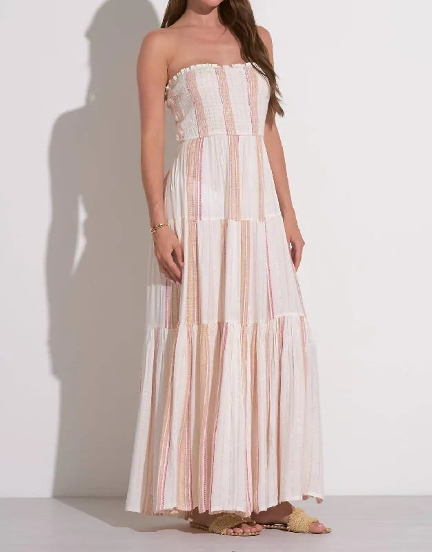 Exclusive Online Offer Strapless Maxi Smock Dress In White Pink Stripe