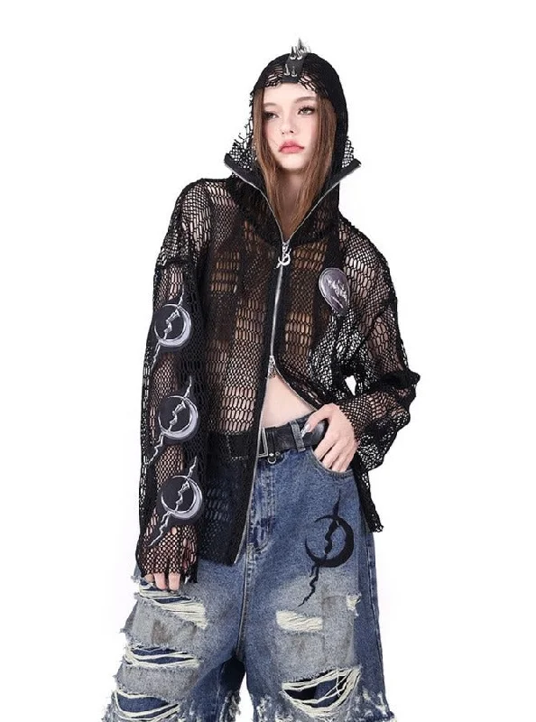 Act Now PINKSPINK Gothic Moon Mesh Jacket - Black