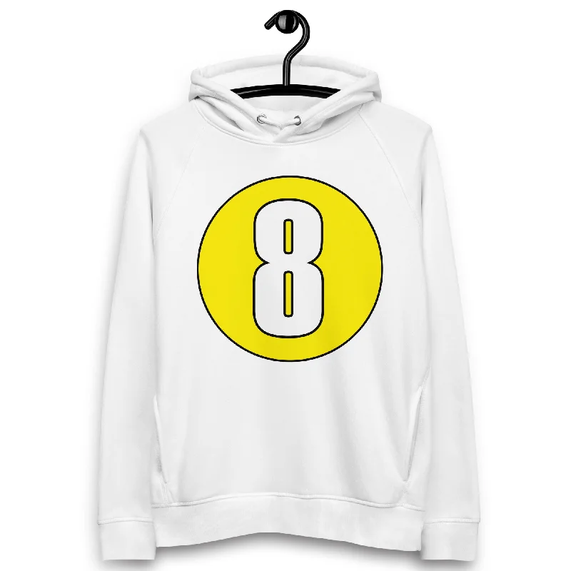 Price Reduction Unisex pullover hoodie: White on Yellow 8