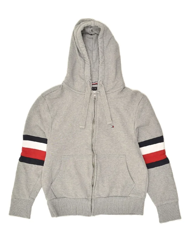 Time-Limited Offer TOMMY HILFIGER Womens Zip Hoodie Sweater UK 10 Small Grey Cotton