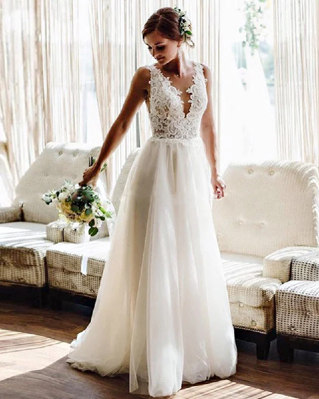 Great Deals Dreamy V-neck Appliques Long Lace,Bride Dress Backless Beach Wedding Dress Party Gown robe de mariee WD1030 Great Deals Dreamy V-neck Appliques Long Lace,Bride Dress Backless Beach Wedding Dress Party Gown robe de mariee WD1030