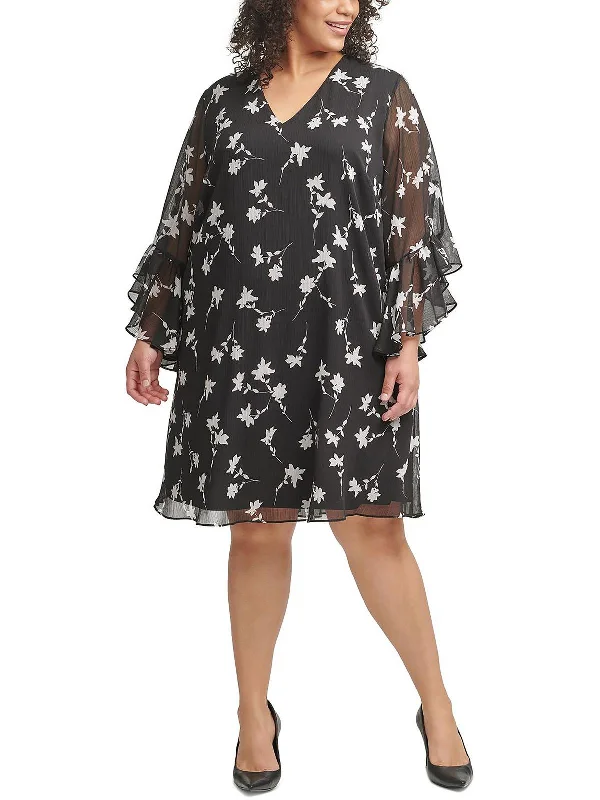 Super Savings Plus Womens Chiffon Knee Length Shift Dress