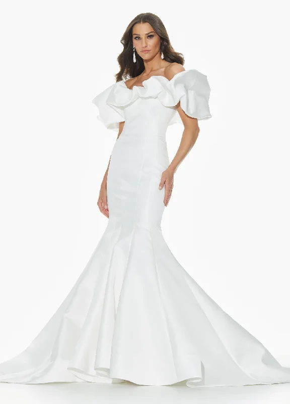 Final Markdown Ashley Lauren 11041 size 6 Off Shoulder Mikado Bridal Gown with Oversized Ruffle Final Markdown Ashley Lauren 11041 size 6 Off Shoulder Mikado Bridal Gown with Oversized Ruffle